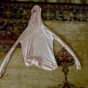Pink hooded athletic top
